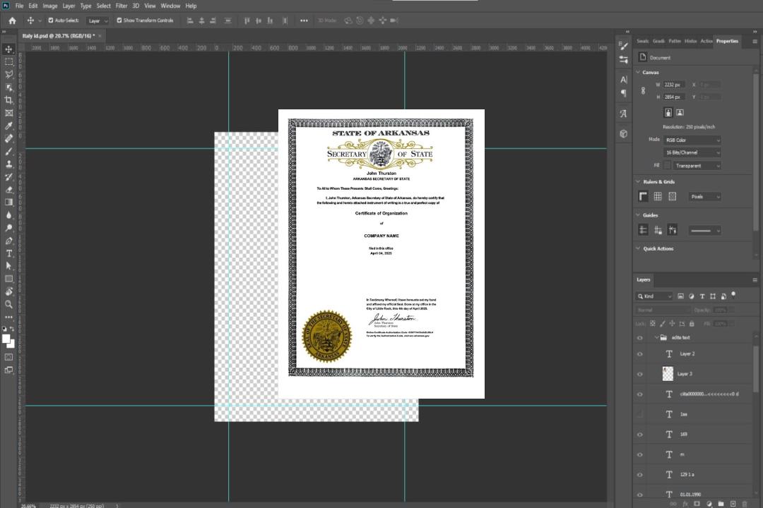 Modèle Word et PDF de certificat d'organisation USA Arkansas template
